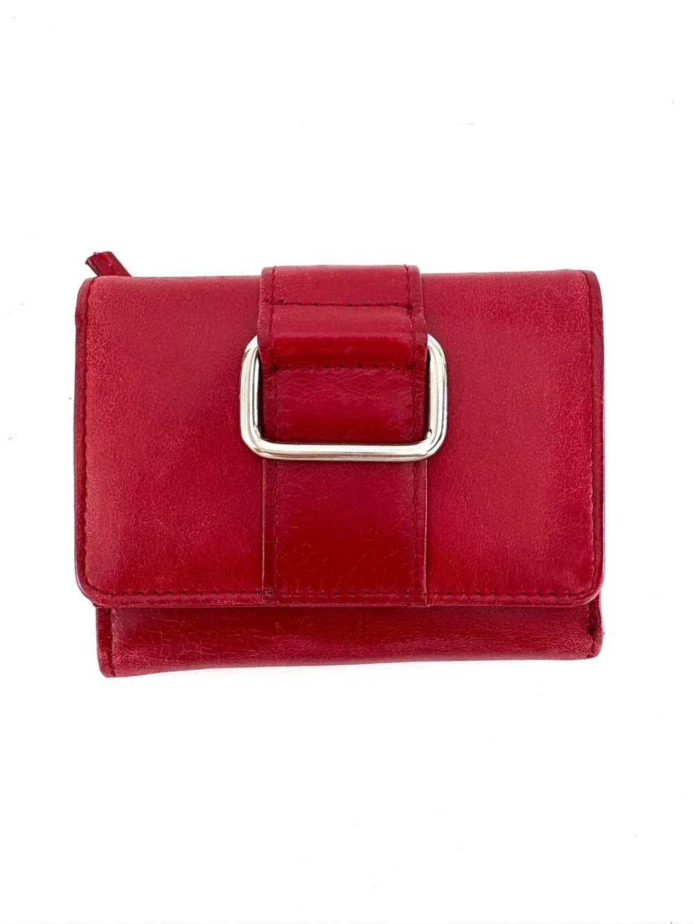 Red Leather Buckle Women's Leather Wallet
